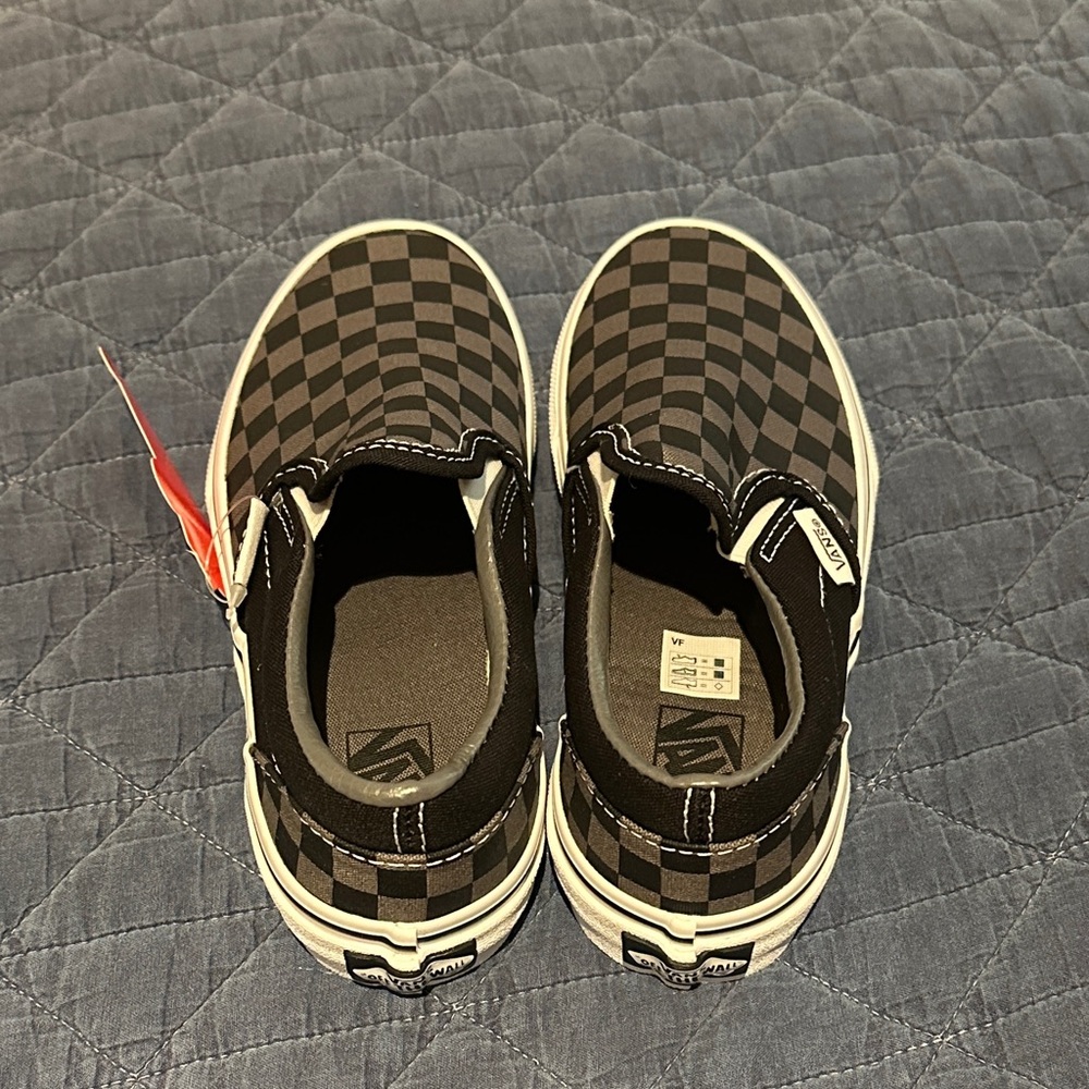 Vans Black and Gray Checkered Kids Sneakers - Picture 3 of 6